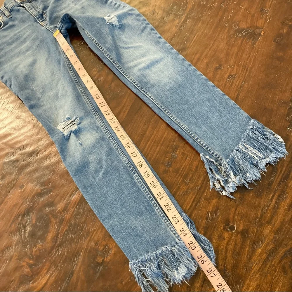 Free People Frayed Skinny Blue Jeans Denim Size 26 - Picture 9 of 11